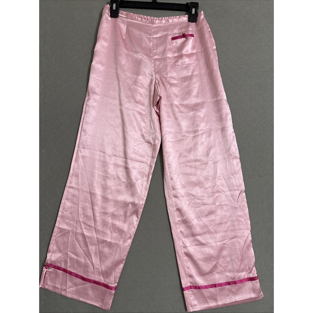 Vtg Y2K Victoria's Secret Pink Lounge pants Pj Rosette Split Hem wide leg‎ Sz XS